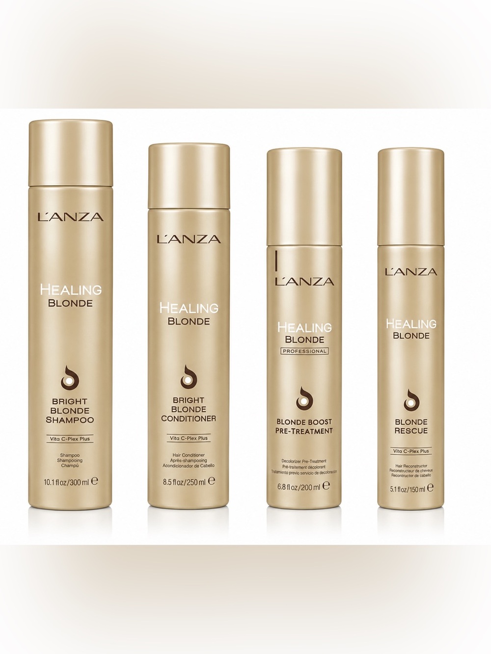 L’ANZA Healing Blonde Hair Care Set 4 Pc Shampoo Conditioner Treatment Rescue